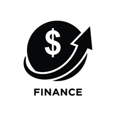 Fototapeta premium A sleek black icon depicts financial growth featuring a dollar sign encircled by an upward trending arrow high quality professional