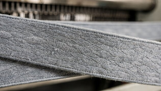 Closeup of dedicated looms weaving solid soft waistband elastic highlighting plush texture and fine craftsmanship for comfortable briefs and boxers.