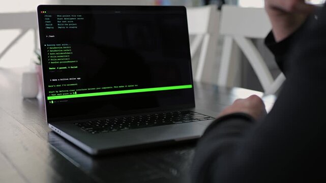 Vibe Coding Software Engineer Developing Billion Dollar Applications at Kitchen Table on Saturday Morning - AI Vibe Coder Concept