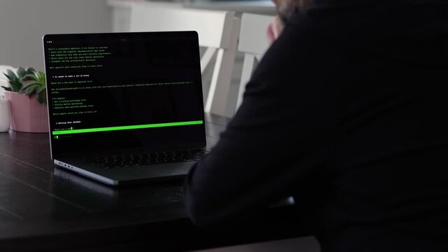 Vibe Coding Software Engineer Developing Billion Dollar Applications at Kitchen Table on Saturday Morning - AI Vibe Coder Concept