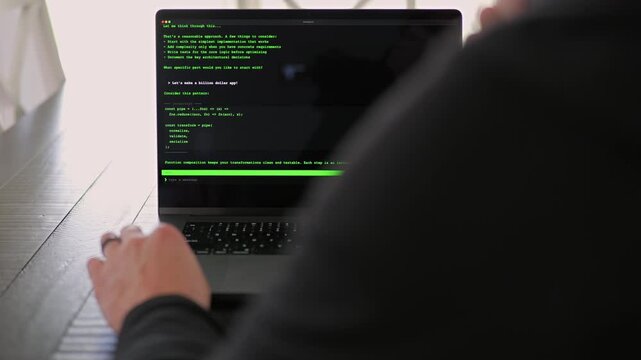 Vibe Coding Software Engineer Developing Billion Dollar Applications at Kitchen Table on Saturday Morning - AI Vibe Coder Concept