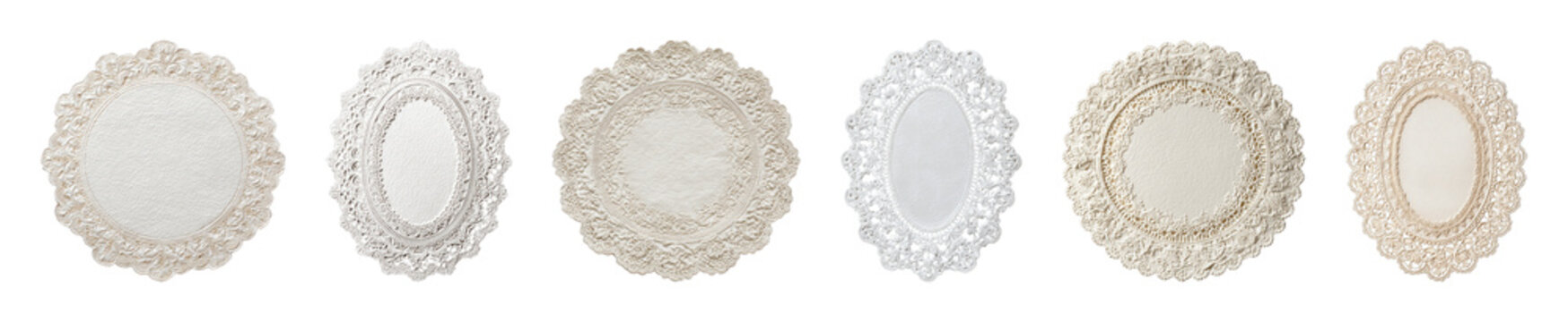 PNG Vintage lace doilies collection on transparent background