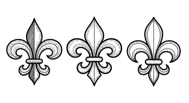 Classic fleur-de-lis emblems in vintage black and white design