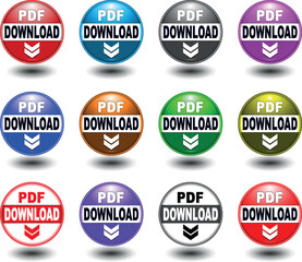 Obraz premium download button for internet website use. Blue Download icon on isolated white background with shadow.