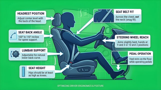 A woman adjusts her car seat for optimal comfort and safety while driving.