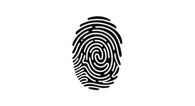 A striking black fingerprint design with swirling ridges a bold silhouette