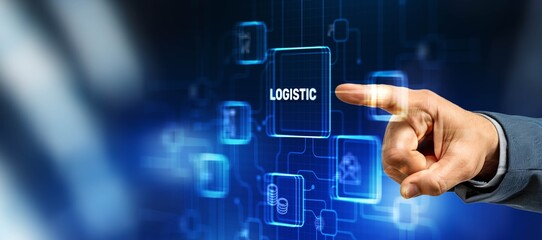 Obraz premium Smart logistics. Global business conceptlogistic global network and supply chain truck