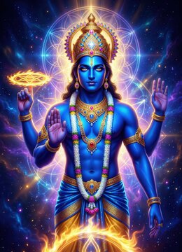 Cosmic Krishna Energy Form With Chakra.
