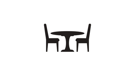 Fototapeta premium Simple black table and chairs arrangement minimalist design silhouette