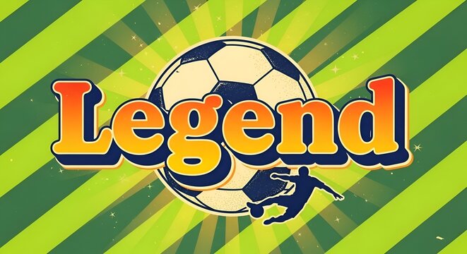 soccer football legend player ball game sport champion icon logo title glory famous star striker goal score trophy winner hero soccerball kicking running playing field pitch match