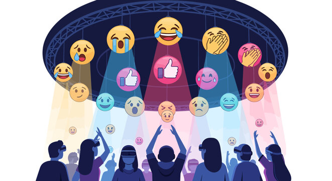 People reacting to social media feedback with emojis