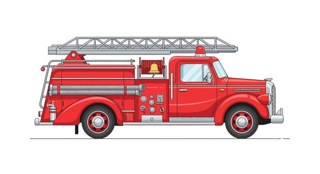 Vintage Red Fire Truck Emergency Vehicle.