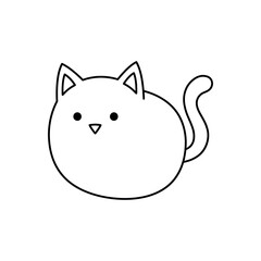Minimalist Round Cat Face Outline vector illustration © Pike Studio