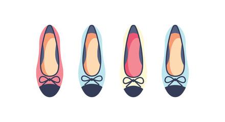 Fototapeta premium Ballet Flats Line art vector modern color pattern illustration