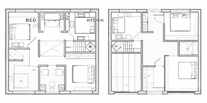 Architectural floor plan showing a two story house layout with labeled rooms