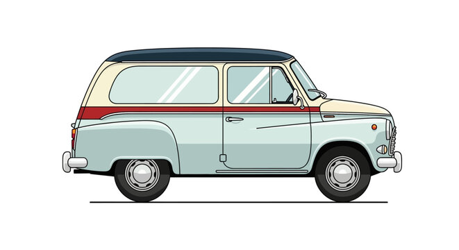 Vintage Station Wagon Car Side View.