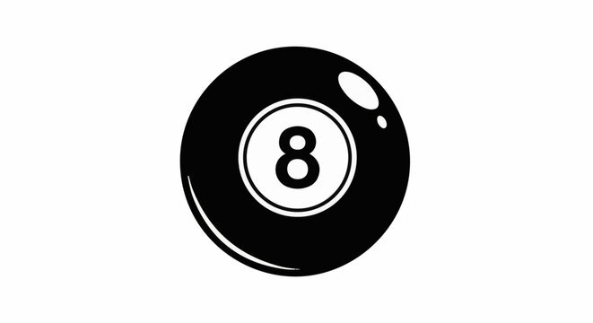 Black billiard ball with the number eight