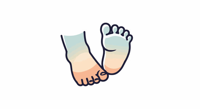 Cartoon feet, one slightly behind the other, with soft color shading