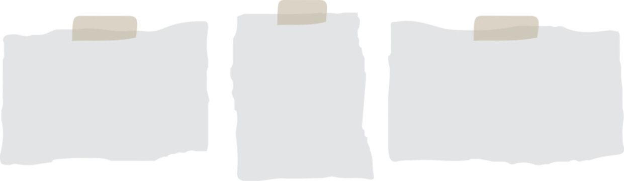 White torn paper post it notes set with copy space isolated on png transparent background.