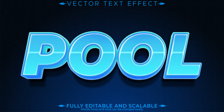 Pool editable text effect, editable water and blue text style
