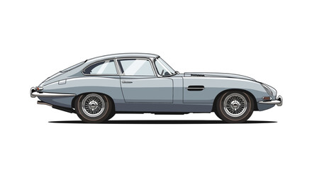 Fototapeta premium Classic silver vintage sports car side.