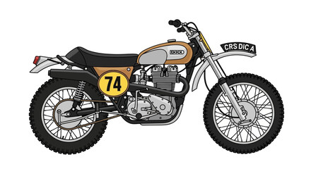 Obraz premium Classic Motorcycle Number 74 Illustration.