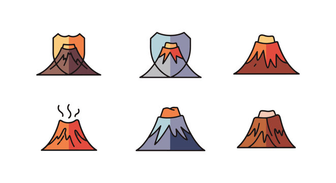Shield Volcano Line art vector creative abstract colorful