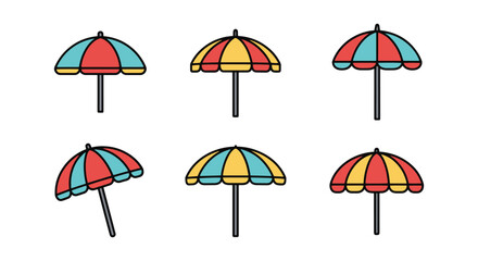 Obraz premium Beach Umbrella Line art vector creative color shapes illustration