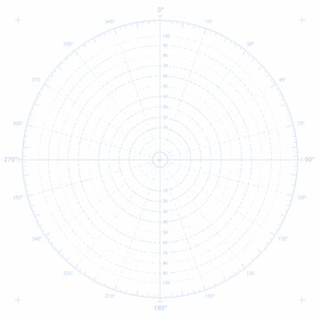 Blank Polar Graph Paper With Degrees and Radii Grid templateVector backgroundGeometric patternTechni