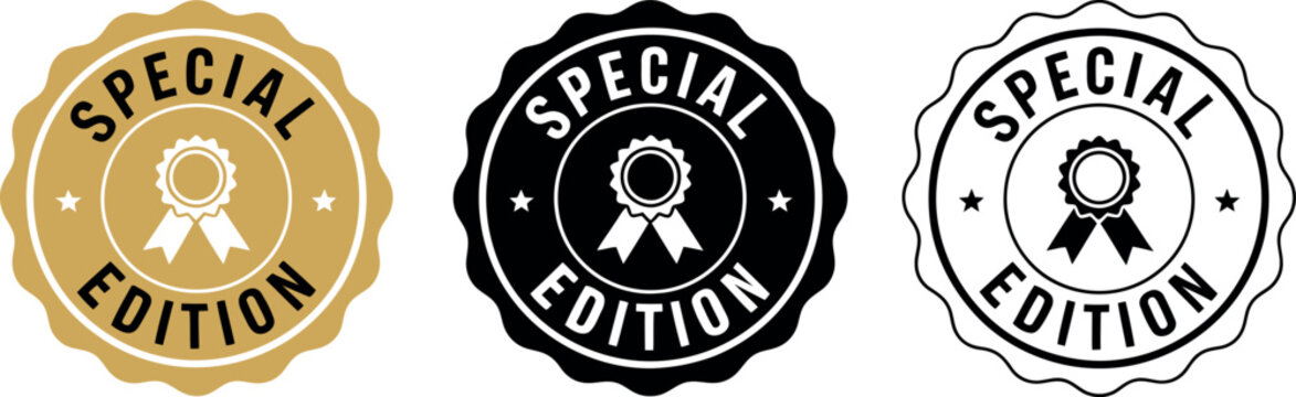 Special Edition Badge Set in Gold, Black, and White for Premium Product Labeling and Branding