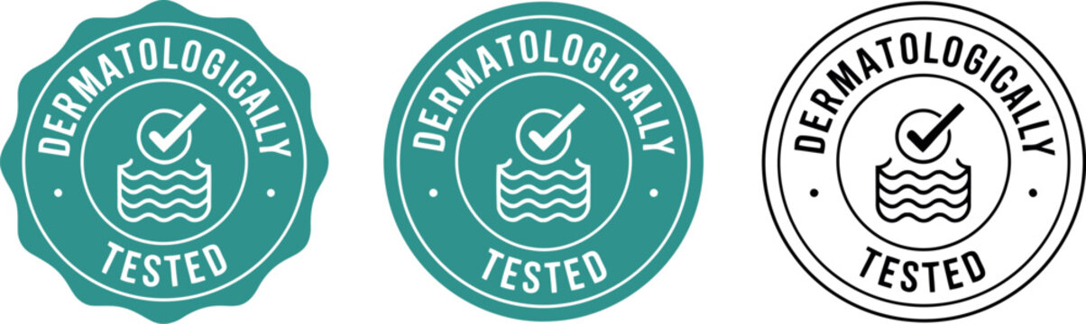 Dermatologically Tested Badge Set &ndash; Vector Icons for Skincare, Cosmetics, and Product Packaging Design