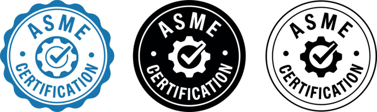 ASME Certification Badge Icons Set &ndash; Vector Emblem for Engineering, Quality Assurance, Compliance, and Standards