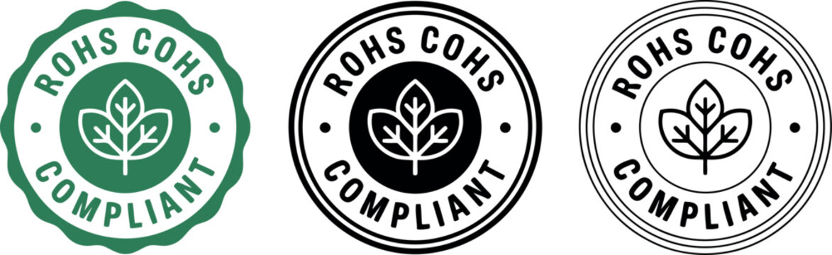 ROHS Compliant Badge Set Vector Icons for Eco-Friendly Electronics and Product Certification Labels
