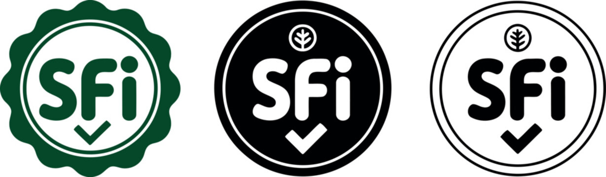 SFI Certified Sustainable Forestry Initiative Vector Logos Set for Eco-Friendly Product Packaging and Branding