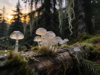 Naklejka premium Macro World of Forest Moss and Lichen