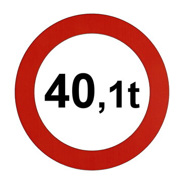 Illustration des Stra&szlig;enverkehrszeichens "Maximal zul&auml;ssiges Gesamtgewicht 40,1t"	