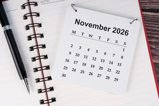 Directly above view of November 2026 calendar