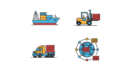 Fototapeta premium Container Logistics Line art creative abstract colorful pattern