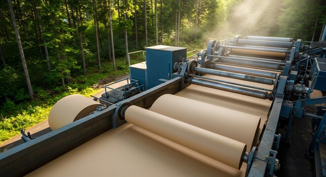 Industrial Paper Production in Forest Setting.