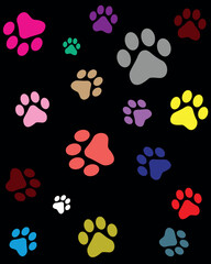 Fototapeta premium Paw Prints Background. Cute pets and Dogs pets paw print isolated on white background.