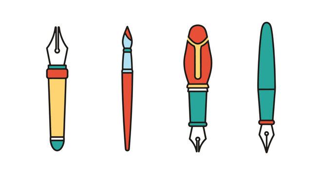 Calligraphy pens Line art creative simple abstract vector