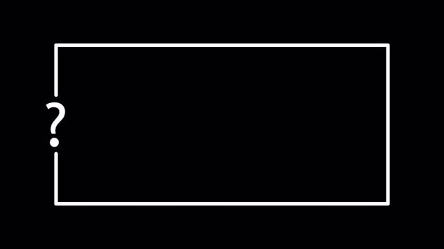 Question Mark Frame with Minimalist Rectangle Border and copy space on transparent background for Educational Quizzes ,Trivia Games  ,Social Media Overlays and FAQs  in 4k animation with Alpha channel