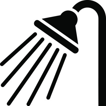 Vector graphic illustration of a modern shower head with water flow