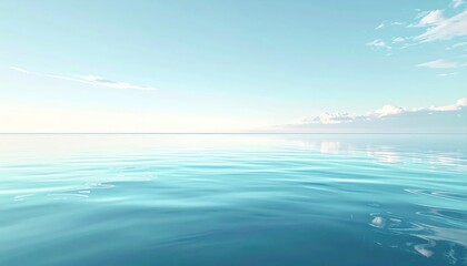 Fototapeta premium Serene Ocean Horizon with Gentle Waves and Soft Sky.