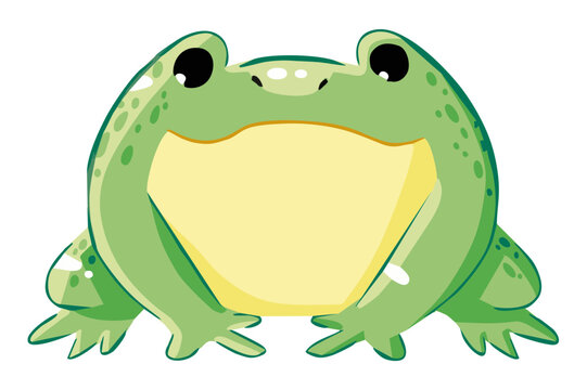 Sapo verde fofo sentado olhando para frente