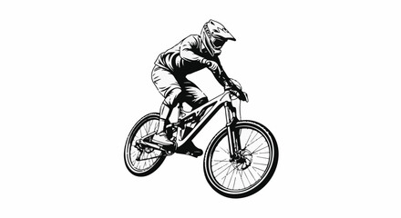 Obraz premium Dynamic illustration of a person riding a mountain bike, action pose
