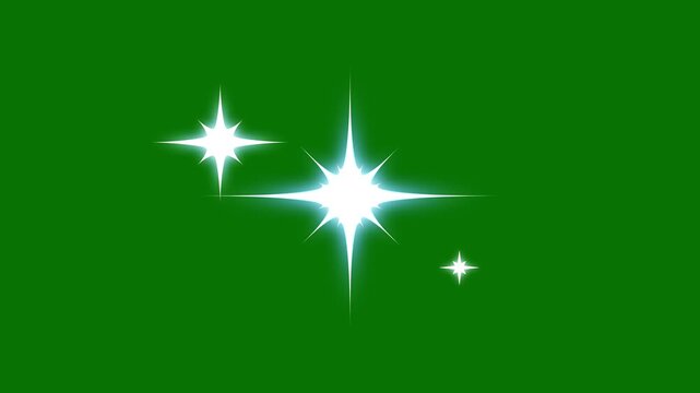 star effect animation in 4K loop,Twinkle stars light,blinking shining light twinkling effect glowing on transparent green screen background,Stars twinkle like flash rays