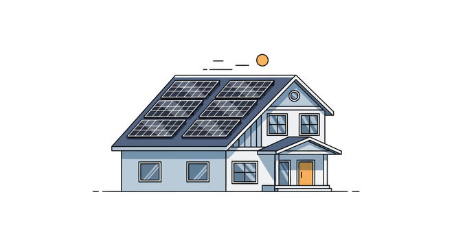 Eco friendly house with solar panels on roof top
