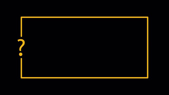 Question Mark Frame with Minimalist Rectangle Border and copy space on transparent background for Educational Quizzes ,Trivia Games  ,Social Media Overlays and FAQs  in 4k animation with Alpha channel