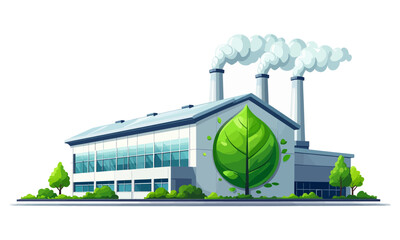 Obraz premium Green Factory Icon – Eco Friendly Industry Sustainable Production Vector